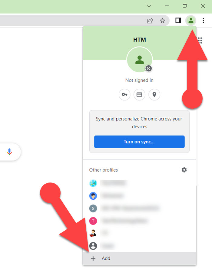 Create a user profile in Google Chrome