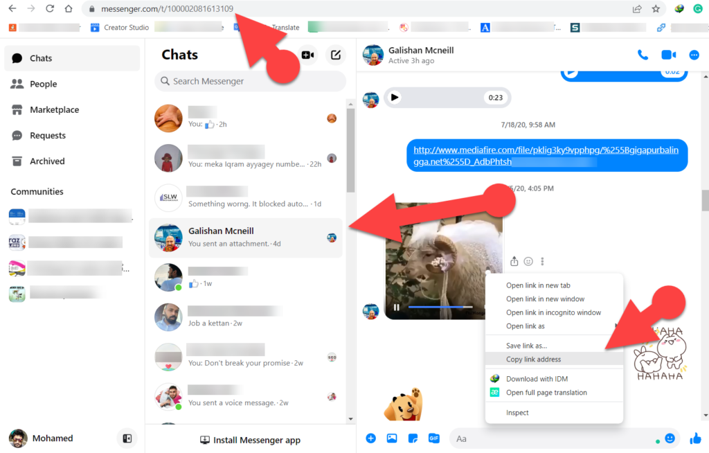 How to download Facebook Messenger video in messenger Web