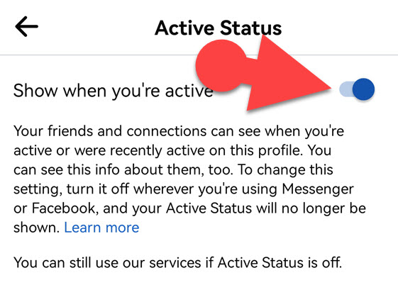 Turn off Active Status on Facebook app on Android